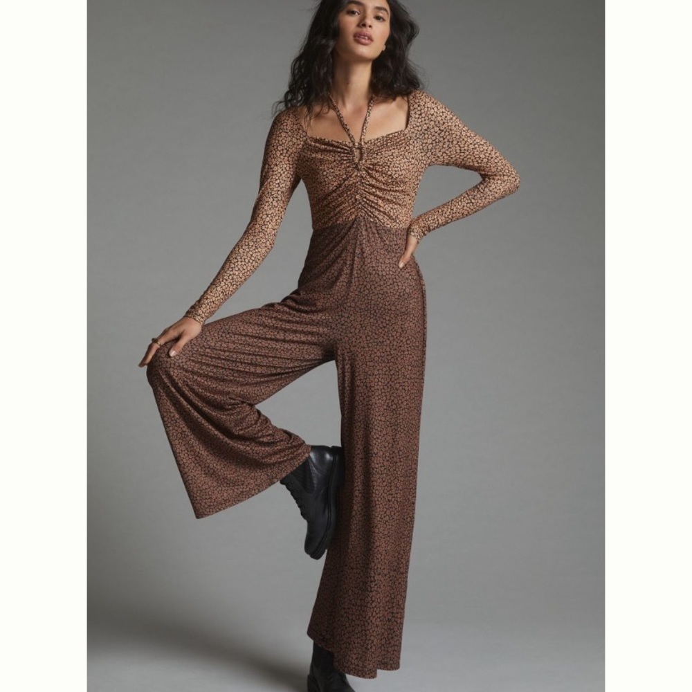 Anthropologie NWT Hutch Printed Cut-Out Jumpsuit Size XL.